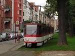 EVAG 495 + 405 als Linie 5 zum Zoopark, am 10.10.2014 an der Haltestelle Lberwallgraben.