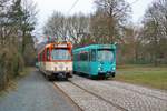 VGF Düwag Pt Wagen 138 und 728 bei einer Sonderfahrt in Frankfurt am Main Lousia am 04.03.18