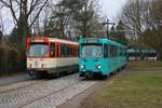 VGF Düwag Pt Wagen 138 und 728 bei einer Sonderfahrt in Frankfurt am Main Lousia am 04.03.18