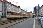 VGF Düwag Pt Wagen 128 am 16.03.19 bei einer Sonderfahrt in Frankfurt West