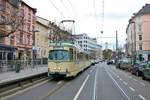 VGF Düwag O Wagen 111 am 16.03.19 bei einer Sonderfahrt in Frankfurt auf der B-Strecke wo eigentlich keine Straßenbahn fährt sondern nur die U5