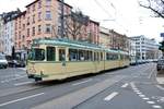 VGF Düwag O Wagen 111 am 16.03.19 bei einer Sonderfahrt in Frankfurt auf der B-Strecke wo eigentlich keine Straßenbahn fährt sondern nur die U5