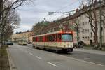 VGF Düwag Pt Wagen 128 am 16.03.19 bei einer Sonderfahrt in Frankfurt Eckenheim