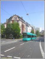 S-Triebwagen 230 als 1. Zug der Linie 16 Fahrtrichtung Ginnheim am 11.06.2007 zwischen den Haltestellen Varrentrappstrae und Adalbert-/Schlostrae. Die ltere Aufnahme vom gleichen Fotomotiv mit einem anderen Wagentyp bei schlechtem Licht habe ich wieder gelscht.