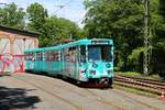 VGF Düwag Pt Wagen 2050 (Schneebär) am 01.06.19 bei einer Sonderfahrt in Frankfurt am Main Stadtgrenze Neu Isenburg.