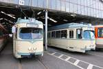 VGF Düwag N-Wagen 112 und O-Wagen 110 mit dem Ziel Berkersheim am 16.06.19 in BB Gutleut zur 100 Jahre Feier dieses Betriebshofes in Frankfurt am Main 