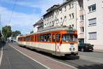 VGF Düwag M-Wagen 102 am 11.08.19 in Frankfurt Westbahnhof als Pendelverkehr zum Sommerfest des Straßenbahn Museums