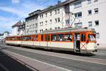 VGF Düwag M-Wagen 102 am 11.08.19 in Frankfurt Westbahnhof als Pendelverkehr zum Sommerfest des Straßenbahn Museums