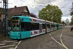 VGF Bombardier Flexity Classic S-Wagen 255+2xx als Stadionverkehr Linie 20 am 02.11.19 in Frankfurt Oberforsthaus 