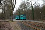 VGF Düwag Pt Wagen 749 und 727 am 22.02.21 in Frankfurter Stadtwald