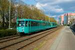 VGF Düwag Pt-Wagen 727+7xxx am 10.04.22 in Frankfurt als Stadionverkehr auf der Linie 20