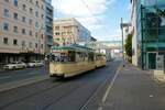 VGF Düwag L-Wagen 124 am 03.09.22 beim Tag der Verkehrsgeschichte in Frankfurt