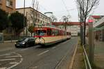 VGF Düwag M-Wagen 102 am 04.12.22 in Frankfurt am Main als Weihnachtsmarkt Tram