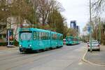 VGF Düwag Pt-Wagen am 07.01.23 mit dem Wagen 727 bei einer Sonderfahrt in Frankfurt am Main