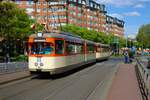 VGF Straßenbahn Frankfurt Düwag M-Wagen 102 am 18.05.23 in Frankfurt zum Paulskirchenfest