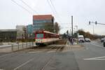 VGF Düwag Pt Wagen 128 am 10.02.24 in Frankfurt am Main Uni Klinik