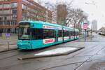 VGF Straßenbahn Frankfurt am Main Bombardier Flexity Classic S-Wagen 212 am 02.01.26 an der Stresemannalle/Gartenstraße
