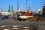 VGF Düwag Pt Wagen 148 am 24.01.26 auf der Linie 15 in Frankfurt am Main Uni-Klinikum