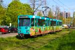 VGF Stra�enbahn Frankfurt am Main D�wag Pt Wagen 727 mit Kindermahlwerken am 15.04.26 in Frankfurt auf der Linie 15