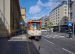 Am 25. und 26.07.2026 fand in Frankfurt das Osthafenfestival statt. Aus diesem Grund f�hrte der historische Stra�enbahnverein Frankfurt einen Pendelverkehr zwischen dem Frankfurter Hbf. und Fechenheim durch. Pt 128 fuhr am 26.07. an der S�dseite des Hauptbahnhofes durch die Mannheimer Stra�e und erreicht in K�rze die Endhaltestelle.