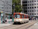 Stra�enbahn Frankfurt am Main | D�wag PT-Wagen TW128 als Linie V (Sonderverkehr zum Tag der Verkehrs Geschichte 2026) an der Haltestelle Willy-Brandt-Platz (30.8.2026) 