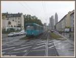 Anlsslich des 40jhrigen Bestehens der Stadtbahn Frankfurt am Main gab es am Wochenende 04./05.10.2008 an der Station Kirchplatz dazu eine Ausstellung. Vom nahegelegenen Schnhof an der Breitenbachbrcke, an einer nur noch innerbetrieblich genutzten Strecke, fuhren Pendelstraenbahnen zum Verkehrsmuseum in Schwanheim. Dabei kam auch der Pt-Triebwagen 690 zum Einsatz, der erst kurz vor diesem Anlass die Betriebsnummer 190 erhielt und damit offiziell als Museumsfahrzeug klassifiziert wurde. Die Aufnahme vom 05.10.2008 zeigt den Triebwagen in der Schlostrae kurz hinter der ehemaligen Haltestelle Kurfrstenplatz in Fahrtrichtung Schnhof bei leider heftigem Regen.