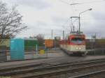 Ausfahrt des Museumszuges der Bauart M-m 102-1804 aus der Wendeschleife an der Haltestelle Mnchhofstrae in Fahrtrichtung Hauptbahnhof.