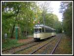 Eine der schnsten Streckenabschnitte im Streckennetz der Frankfurter Straenbahn ist der Abschnitt von Louisa nach Neu-Isenburg, die mitten durch den Wald fhrt.