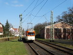 VGF Düwag M-Wagen 102 + Beiwagen 1804 am 26.03.16 in Frankfurt am Main Schwanheim