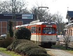 VGF Düwag M-Wagen 102 + Beiwagen 1804 am 26.03.16 in Frankfurt am Main Schwanheim
