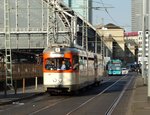 VGF Düwag M-Wagen 102 + Beiwagen 1804 auf den Weg wieder zurück ins Depot Gutleut am 26.03.16 in Frankfurt am Main