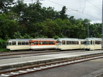 VGF Straßenbahnparade mit L-Wagen,M-Wagen,N-Wagen und O-Wagen am 25.06.16 bei der Stadion Haltestelle.