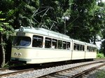 VGF Düwag N-Wagen 112 am 10.07.16 in Schwanheimer Wald als Pendelverkehr zum Sommerfest im Verkehrsmuseum Frankfurt