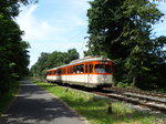 VGF Düwag M-Wagen 102 am 10.07.16 in Schwanheimer Wald als Pendelverkehr zum Sommerfest im Verkehrsmuseum Frankfurt