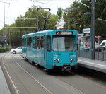 VGF Düwag Pt Wagen 738 als Fahrschule am 13.10.16 in Frankfurt Deutsche Nationalbibliothek auf der Linie U5. Eigentlich ist das eine Straßenbahn wird aber als Fahrschule auch auf U-Bahn Linien genutzt