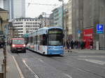 VGF Bombardier S-Wagen 234 als Doppeltraktion auf der Linie 20 beim Ausrücken in Frankfurt am Main am 26.11.16