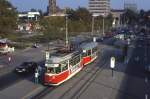 Frankfurt (Oder) Tw 22 mit Bw 142 in der Heilbronner Strae (Platz der Republik), 11.10.1991.