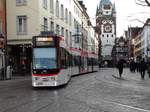 Freiburger VAG Düwag GT8Z 250 (modernisiert) am 20.03.17 in der Innenstadt