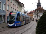 Freiburger VAG CAF Urbos Wagen 305 (Europa Park Vollwerbung) am 22.03.17 in der Innenstadt