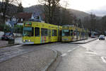 Freiburger Verkehrs AG.
VAG: Morgenstimmung mit drei Tramzügen in Günterstal vom 14. Dezember 2017.
Foto: Walter Ruetsch