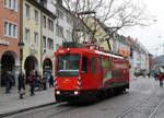 Freiburger Verkehrs AG.
VAG: Arbeitstriebwagen 406 im Einsatz auf allen Tramlinien am 14. Dezember 2017.
Foto: Walter Ruetsch