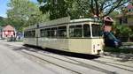 Oldtimer Tram Nr. 100 fährt über die Wendeschleife der alten Messe - Die Aufnahme wurde am 01.06.2019 entstanden.