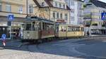 Oldtimer Tram Nr. 56 und seinen historischen Beiwagen Nr. 135 bringen zu den  Betriebshof Süd zurück und machen dort den Feierabend - Die Aufnahme wurde am 01.06.2019 entstanden.