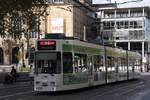 FREIBURG im Breisgau, 20.10.2019, Zug Nr. 255 als Tram3 nach Vauban in der Bertoldstraße zwischen den Haltestellen Stadttheater und Bertoldsbrunnen