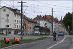 Durch Freiburg-Wiehre ins Rieselfeld -    Seit 2019 mündet die neue Strecke über den Rotteckring und die Kronenstraße bei der Haltestelle Ritterstraße (rechts außerhalb) des