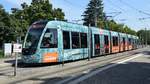 Straßenbahn CAF Urbos Nr. 303 - Aufnahme an der Station Runzmattenweg in Freiburg im Breisgau am 27.08.2019