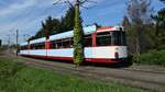 Straßenbahn Düwag Nr. 214 - Aufnahme an der Station Runzmattenweg in Freiburg im Breisgau am 27.08.2019