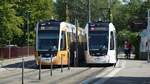 Begegnungen der beiden Straßenbahnen CAF Urbos Nr.
