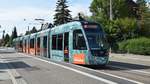 Straßenbahn CAF Urbos Nr. 303 - Aufnahme in Freiburg im Breisgau am 28.08.2019