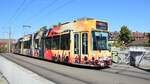 Am 08.09.2020 habe ich diese Straßenbahn mit Hersteller Düwag Nr.